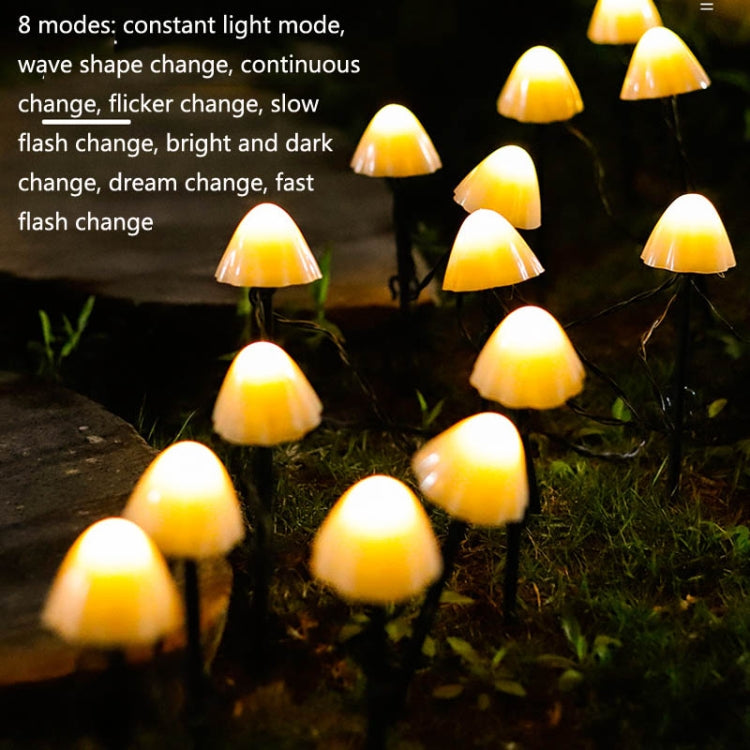 3.8m Solar Mushroom Lawn Light with 10 LEDs, showcasing its waterproof design and vibrant illumination for outdoor gardens.