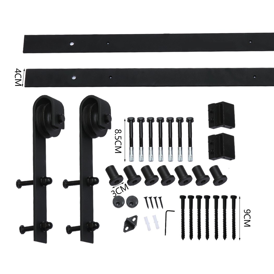 3M Antique Classic Style Single Sliding Barn Door Hardware Track featuring a sleek black finish and durable construction.