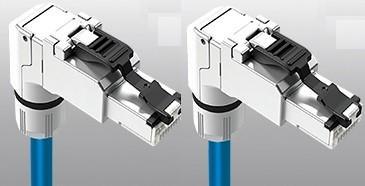 3M Cat 6A Angled IP20 10G Ethernet Network Cable with rugged boot and gold contacts.