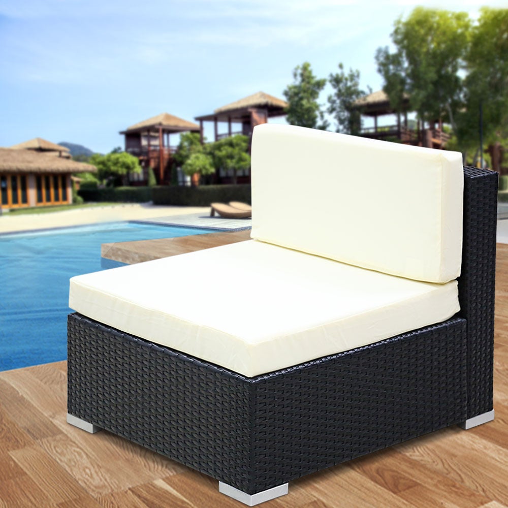 3PC Gardeon Outdoor Furniture Sofa Set featuring durable rattan and aluminium frame with thick cushions, perfect for garden lounging.