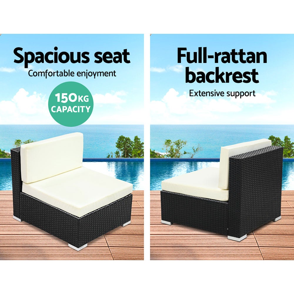 3PC Gardeon Outdoor Furniture Sofa Set featuring durable rattan and aluminium frame with thick cushions, perfect for garden lounging.