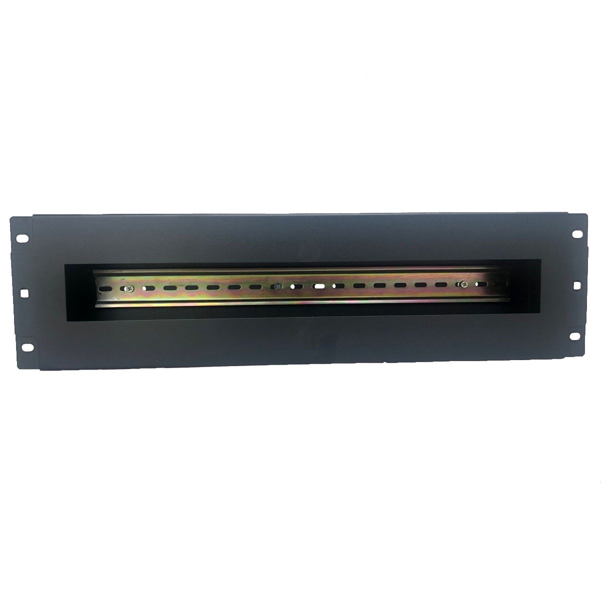 3RU Rack Mount DIN Rail Panel Bracket with Cover, designed for easy installation of DIN rail equipment in server racks.