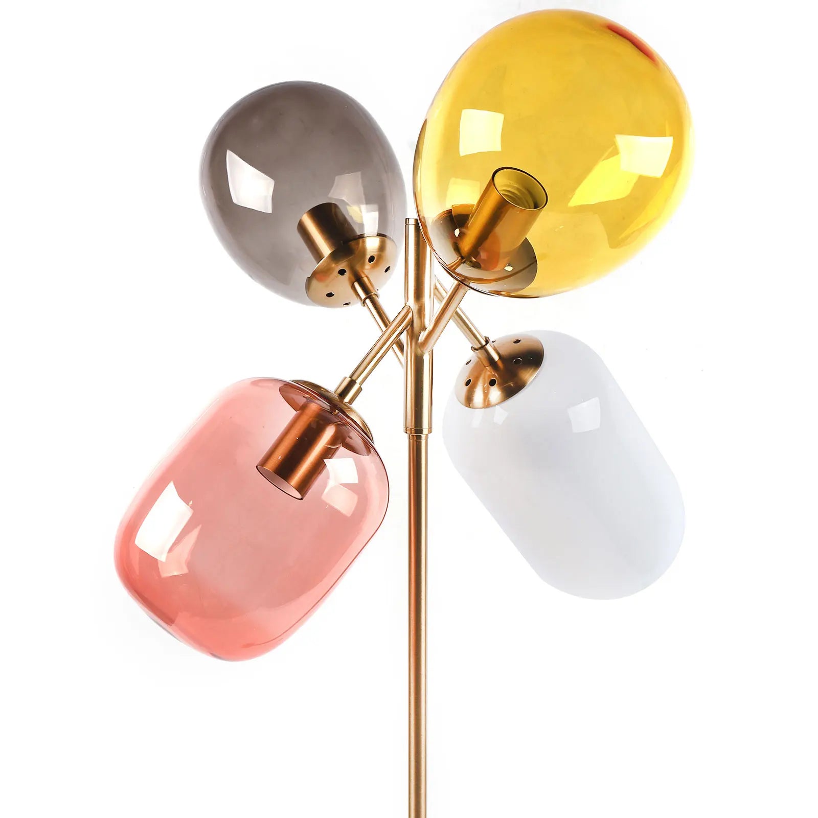 A colorful LED balloon chandelier featuring vibrant glass balls, perfect for children's rooms and stylish interiors.