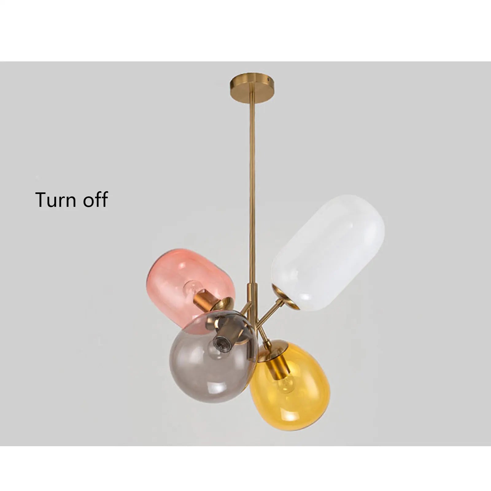 A colorful LED balloon chandelier featuring vibrant glass balls, perfect for children's rooms and stylish interiors.