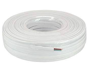 4 Core Flat Beige 100m cable, showcasing its flat design and beige color, ideal for various wiring applications.