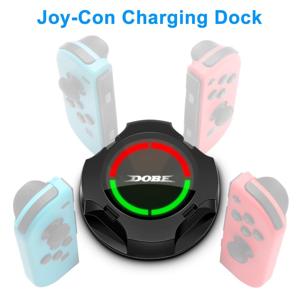 4 In 1 USB Charging Dock Station for Nintendo Switch with LED indicator and Type-C charger, designed to hold and charge Joy-Con controllers.