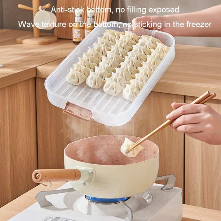 4 Layer Dumpling Storage Box made of food-grade PP material, featuring a tight snap design and anti-stick bottom for easy food storage.