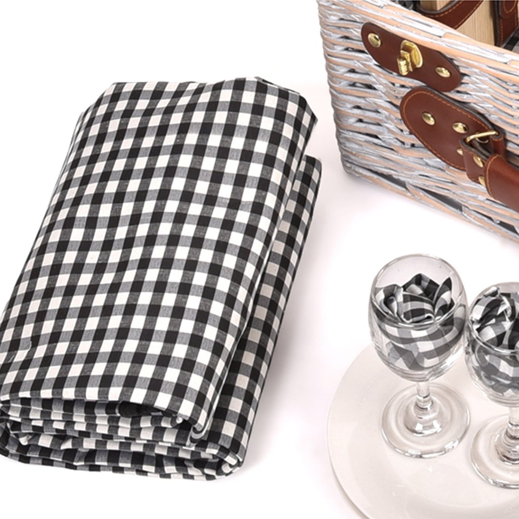 Deluxe 4 Person Picnic Basket Set with blanket and tableware, crafted from quality willow, perfect for outdoor dining.