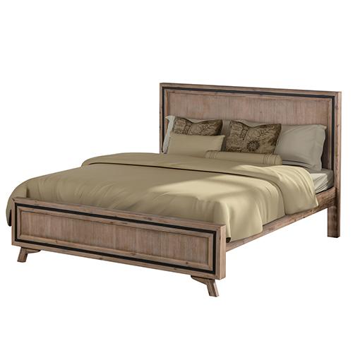 4 Pieces Bedroom Suite featuring a Queen Size Bed, two bedside tables, and a tallboy dresser made from durable acacia wood with a silver brush finish.