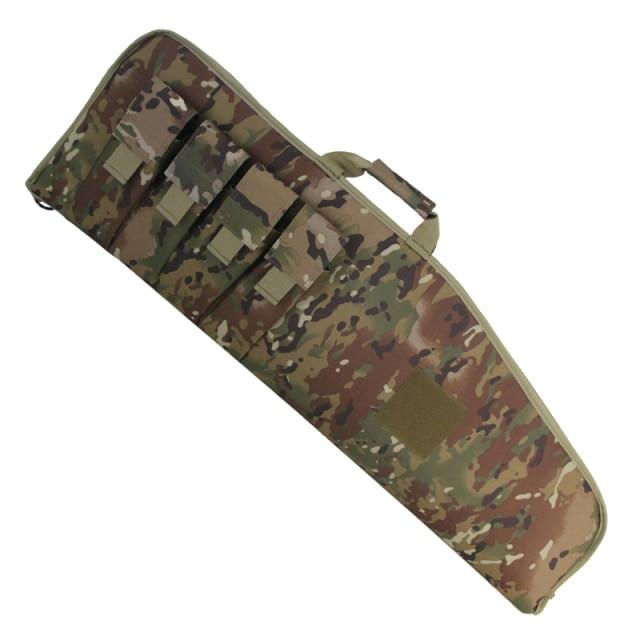 40 inch military tactical bag with gun holster, designed for hunting and airsoft, made of durable polyester material.