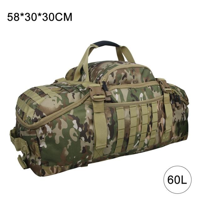 A collection of 40L, 60L, and 70L waterproof travel bags in various colors, showcasing their large capacity and durable design.