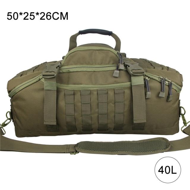 A collection of 40L, 60L, and 70L waterproof travel bags in various colors, showcasing their large capacity and durable design.