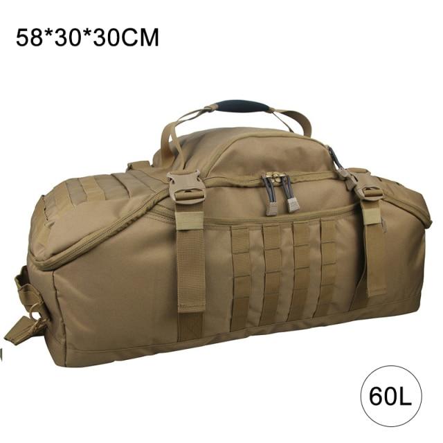 A collection of 40L, 60L, and 70L waterproof travel bags in various colors, showcasing their large capacity and durable design.