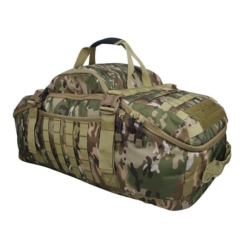 A collection of 40L, 60L, and 70L waterproof travel bags in various colors, showcasing their large capacity and durable design.