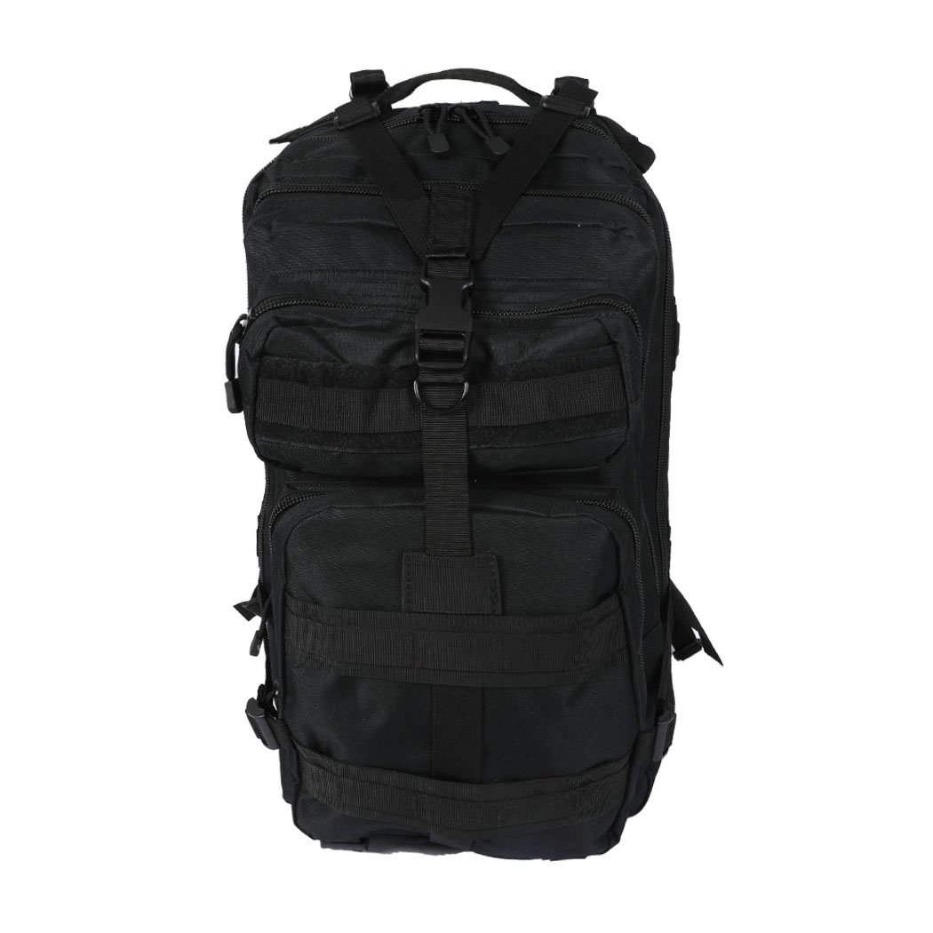 40L Military Tactical Backpack in black, featuring multiple compartments, adjustable straps, and waterproof fabric, ideal for hiking and camping.