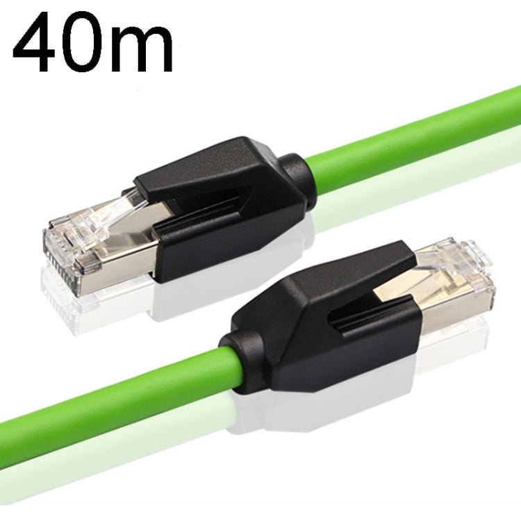 40m CAT6 Double Shielded Gigabit Industrial Cable with RJ-45 connectors, showcasing its robust design and double shielding.