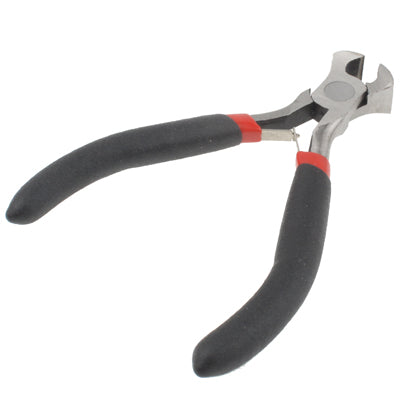 4.5 inch End Nipper Pliers with rubber handle and silver drop-forged head, ideal for cutting and pulling tasks.