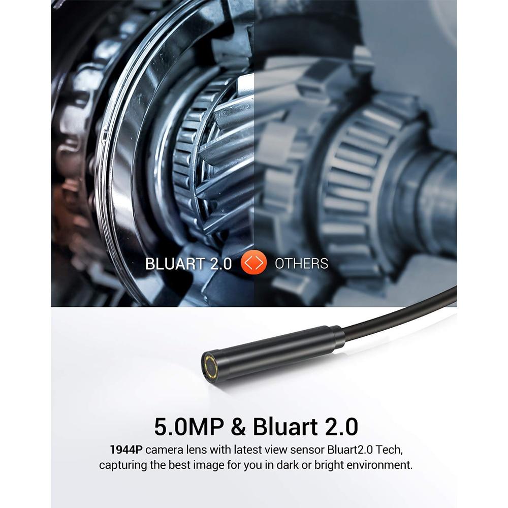 4.5in IPS Screen Digital Endoscope with dual lenses and adjustable LED lights, designed for pipe inspection and automotive use.