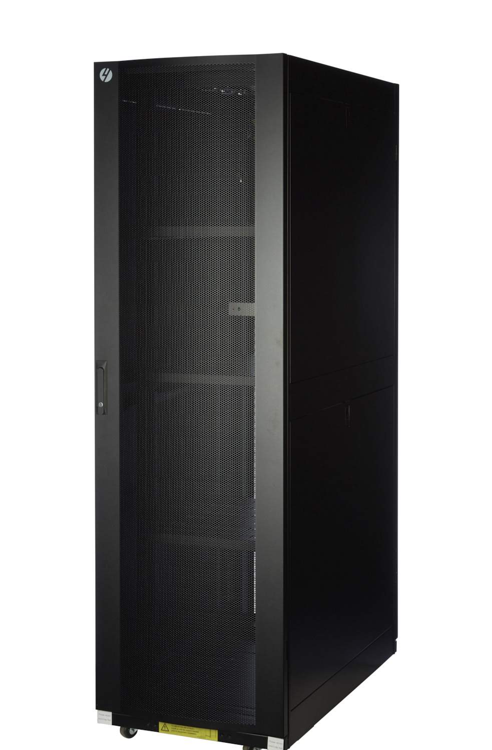 A fully assembled 45RU Premium Server Rack, 600mm wide and 870mm deep, featuring front and rear mesh doors, and heavy-duty construction.