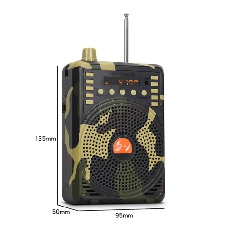 A 48W Wireless Bluetooth Voice Amplifier with remote control, showcasing its sleek design and portable camouflage bag.