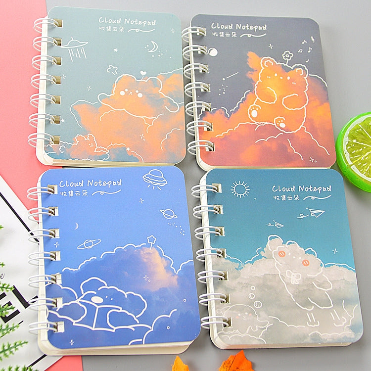 4books Set A7 Side Flip Loop Book, portable mini notebook diary with thickened paper and rounded edges, ideal for writing and sketching.