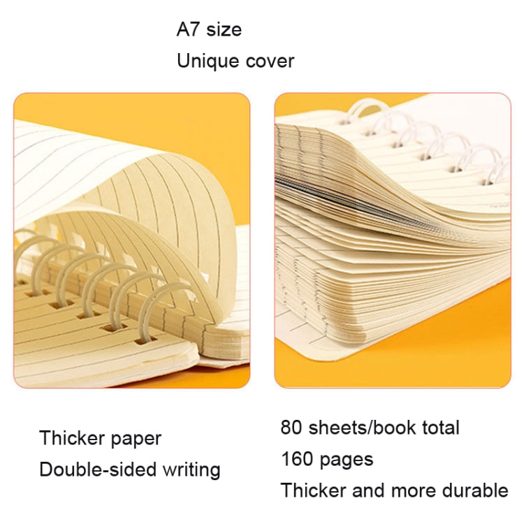 4books Set A7 Side Flip Loop Book, portable mini notebook diary with thickened paper and rounded edges, ideal for writing and sketching.