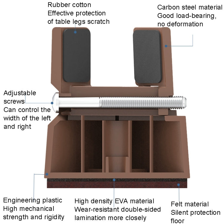 4pcs set of adjustable furniture heightening feet pads, designed for stability and floor protection, featuring a durable carbon steel construction.