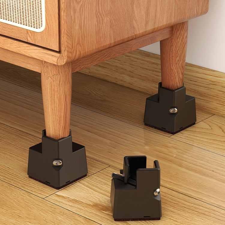 4pcs set of adjustable furniture heightening feet pads, designed for stability and floor protection, featuring a durable carbon steel construction.