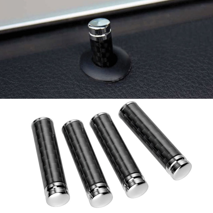 4pcs/set Carbon Fiber Door Interior Deadbolt Trim Cover showcasing sleek carbon fiber texture and copper details, designed for easy installation.