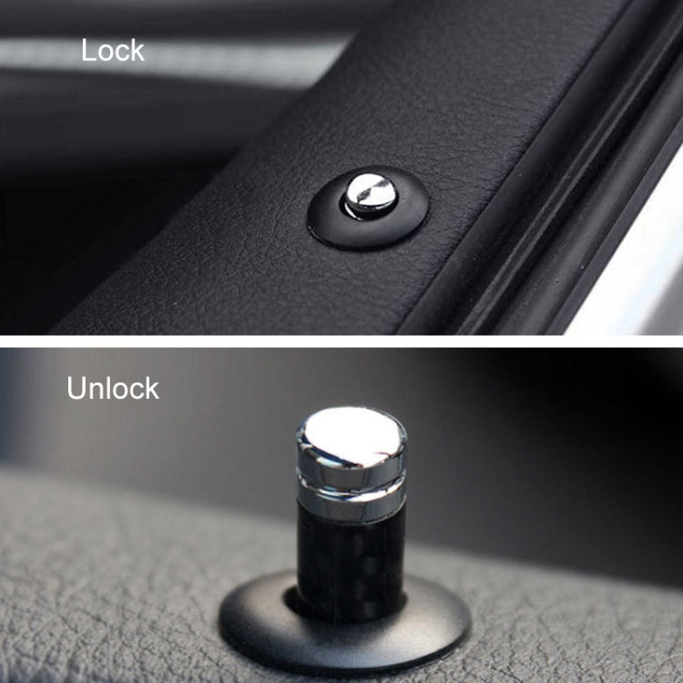 4pcs/set Carbon Fiber Door Interior Deadbolt Trim Cover showcasing sleek carbon fiber texture and copper details, designed for easy installation.