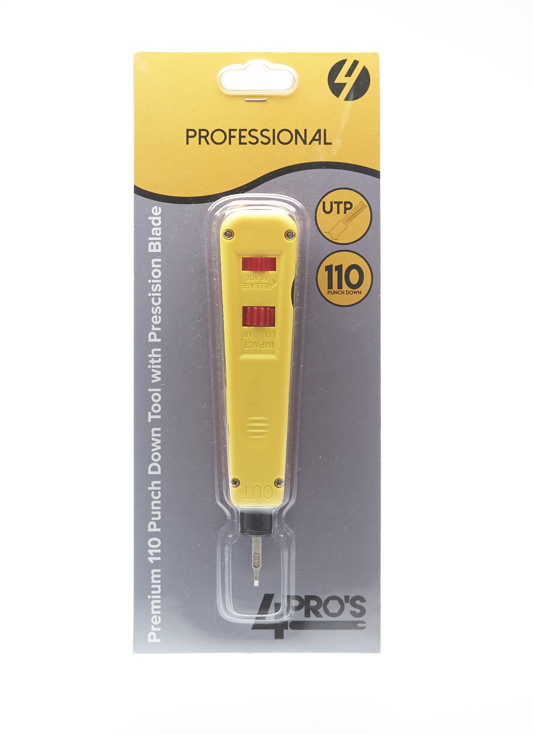 4Pro's Professional 110 Punch Down Tool with high precision punch and cut bit, designed for efficient wiring tasks.