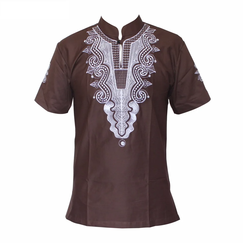 A vibrant display of African fashion featuring unique embroidery designs in five colors for men and women.