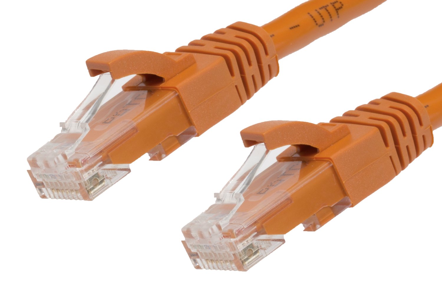 50m RJ45 CAT6 Ethernet Cable in bright orange color, showcasing its durable PVC jacket and RJ45 connectors.