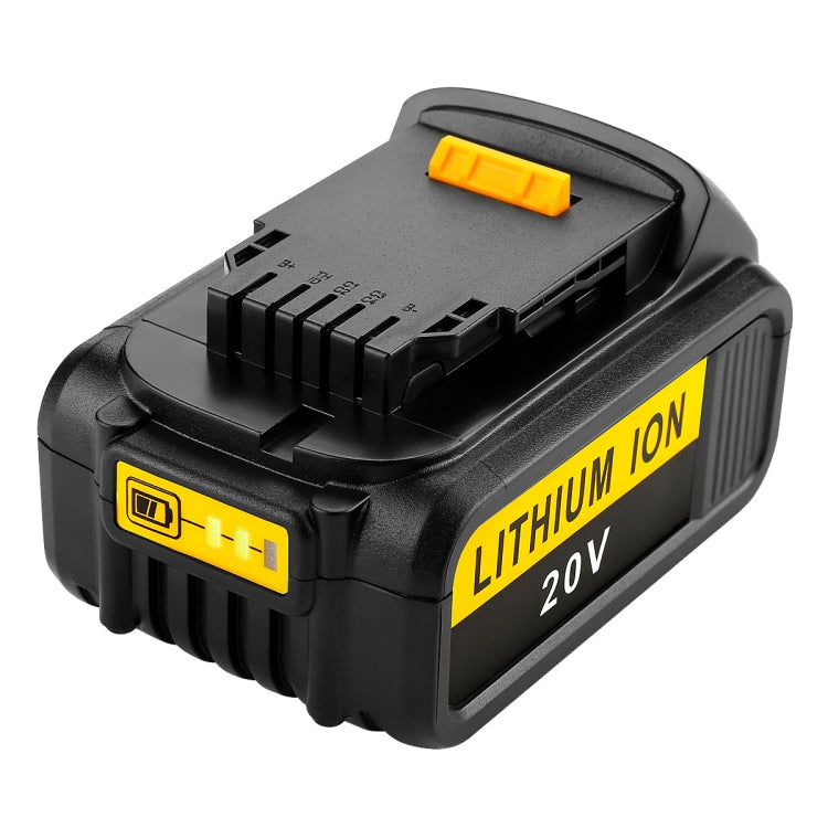 5000mAh lithium-ion battery for Dewalt DCB180, DCB181, and DCB200 tools, showcasing its robust design and charge indicator.