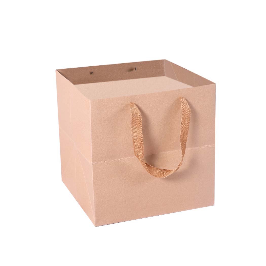 A stack of 50 brown kraft paper bags with twisted handles, showcasing their eco-friendly design and versatility for gifts and retail use.