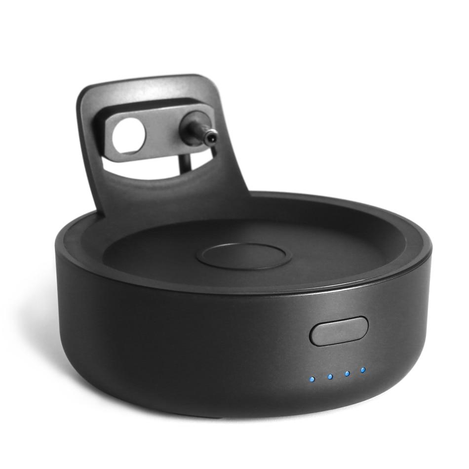 A 5200mAh rechargeable battery base designed for the Echo Dot 4th Gen, featuring a sleek design and built-in magnetic connection.