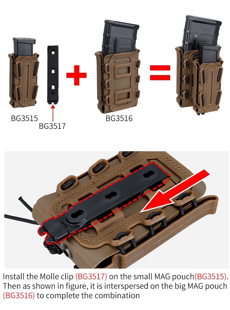 5.56mm 7.62mm Fast Mag Pouch in black, showcasing its durable nylon material and Molle attachment system.