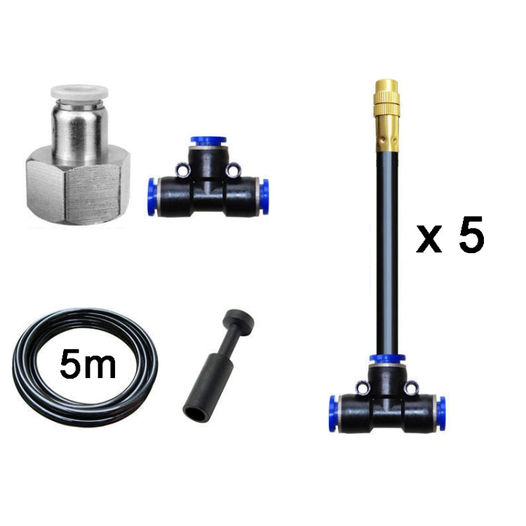 5m Brass Misting Nozzles Kit with adjustable nozzles and flexible hose for garden watering.