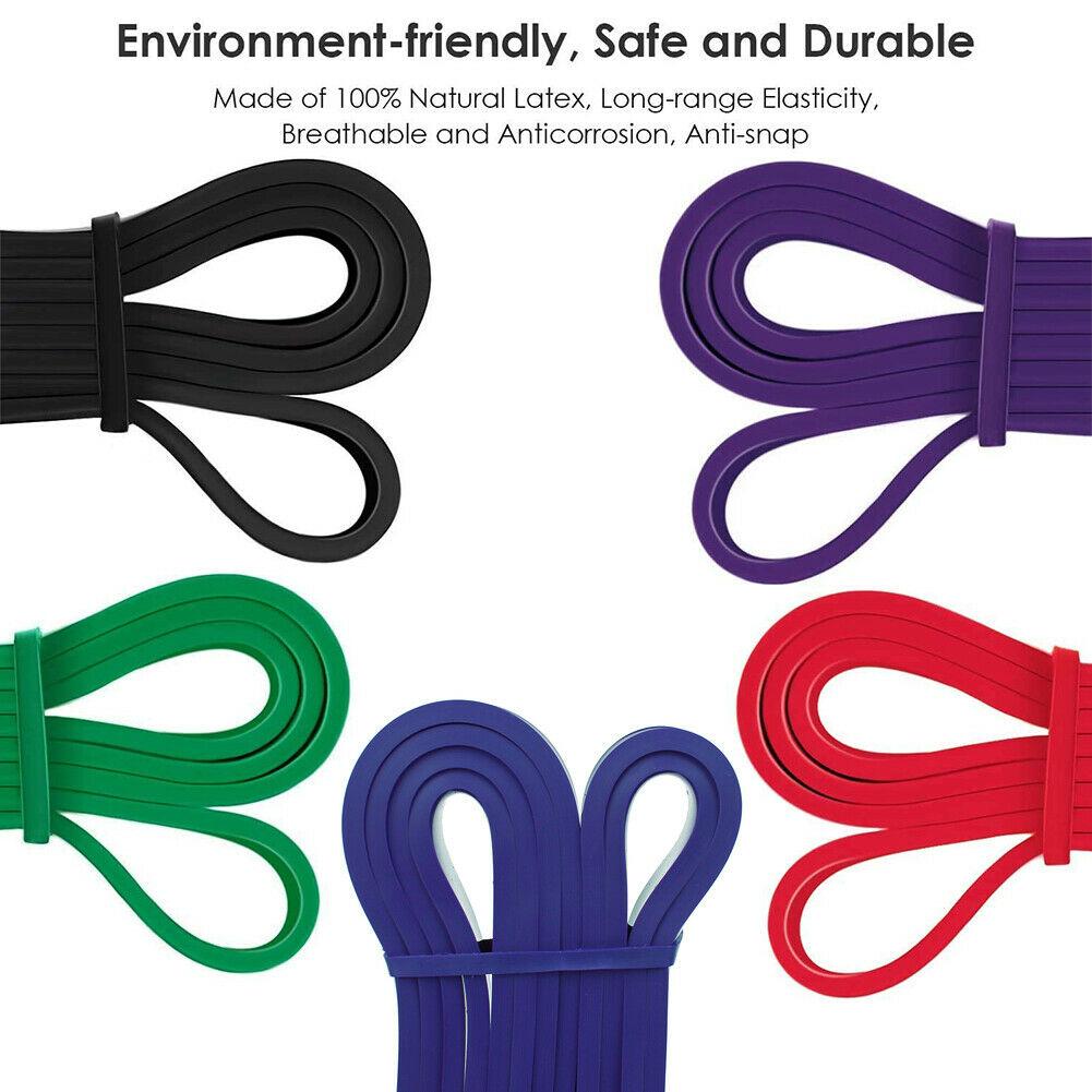 5PCS set of colorful resistance bands made from natural latex, ideal for gym, yoga, and fitness training.