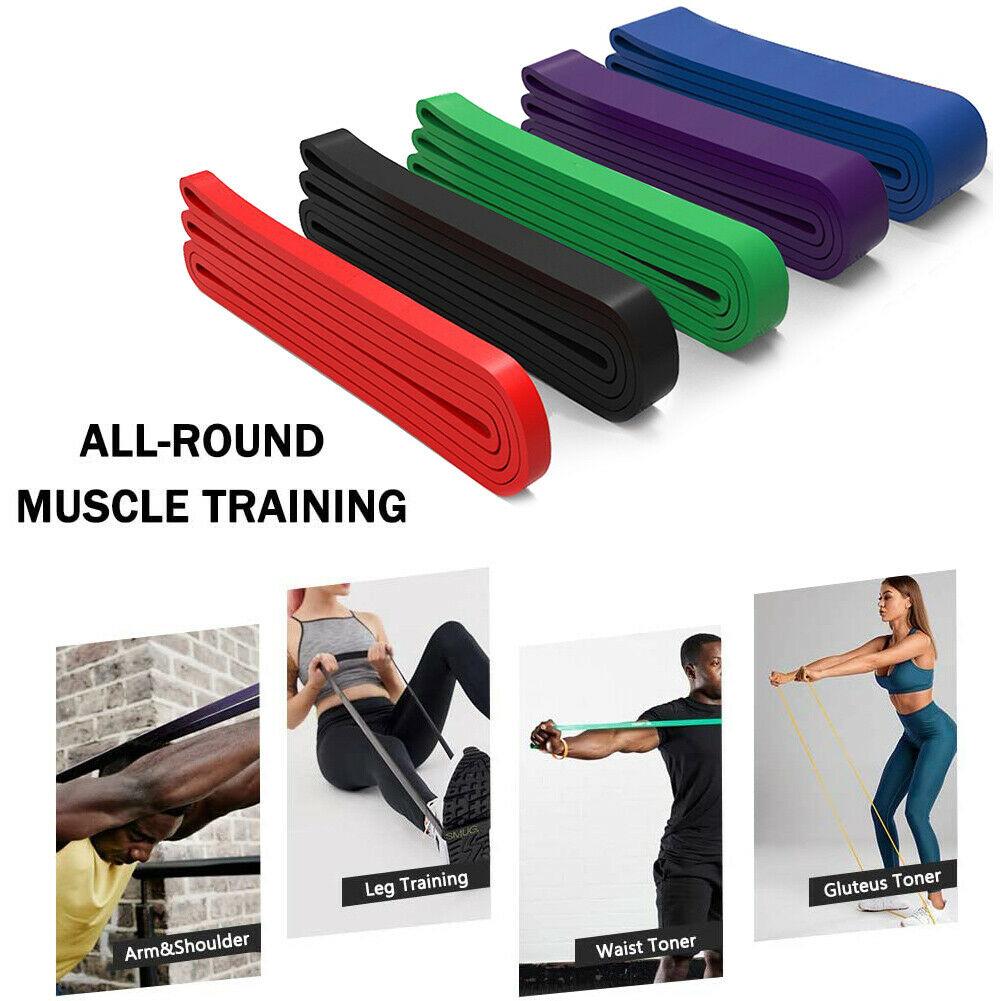 5PCS set of colorful resistance bands made from natural latex, ideal for gym, yoga, and fitness training.