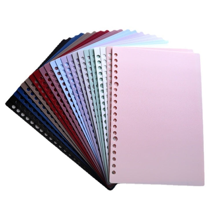 5 sets of frosted loose-leaf book covers in various sizes, showcasing their rounded corners and frosted finish.