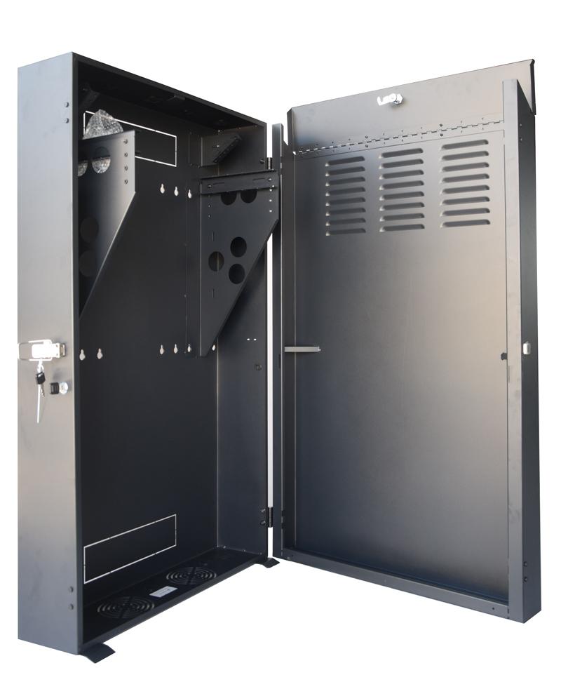 5U Vertical Wall Mount Server Rack, compact design with cold-rolled steel construction, suitable for various networking equipment.