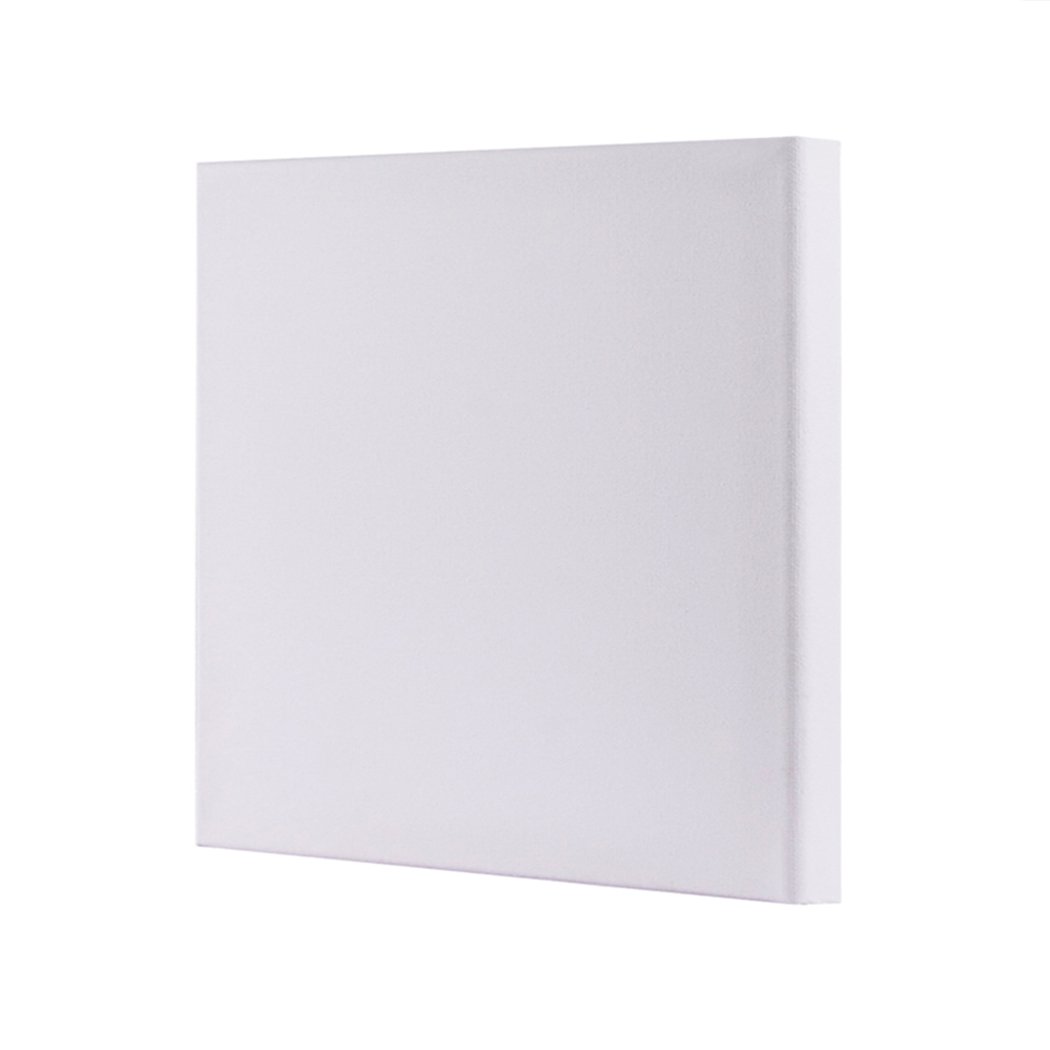 Five blank artist stretched canvases on a white background, ideal for oil and acrylic painting.