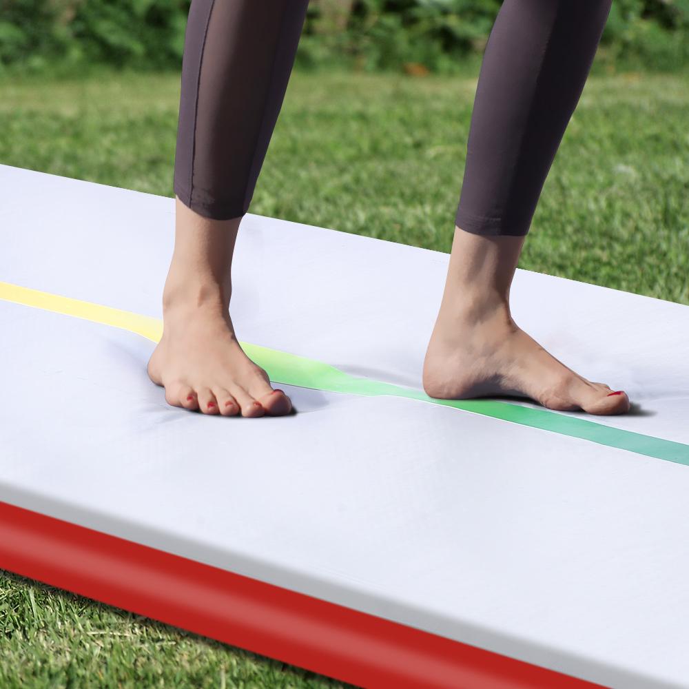 5x1M Air Track Inflatable Mat in red color, showcasing its thick and durable design, perfect for gymnastics and cheerleading training.