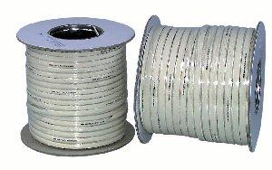 6 Core Modular Cable with PVC jacket in ivory color, 100m roll for networking applications.