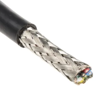 6 Core Screened Data Cable, 100m length with black PVC sheath, designed for reliable data transmission.