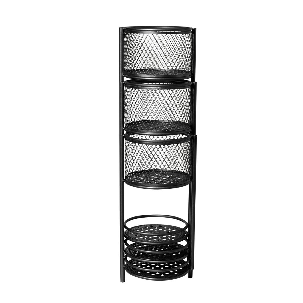 6 Tier Plant Stand Swivel made of durable metal, showcasing a stylish design with multiple tiers for displaying plants indoors and outdoors.