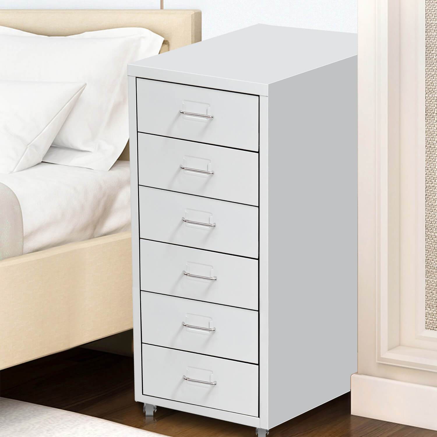 6 Tiers Steel Orgainer Metal File Cabinet with drawers, featuring a sleek white design and heavy-duty construction, ideal for office organization.