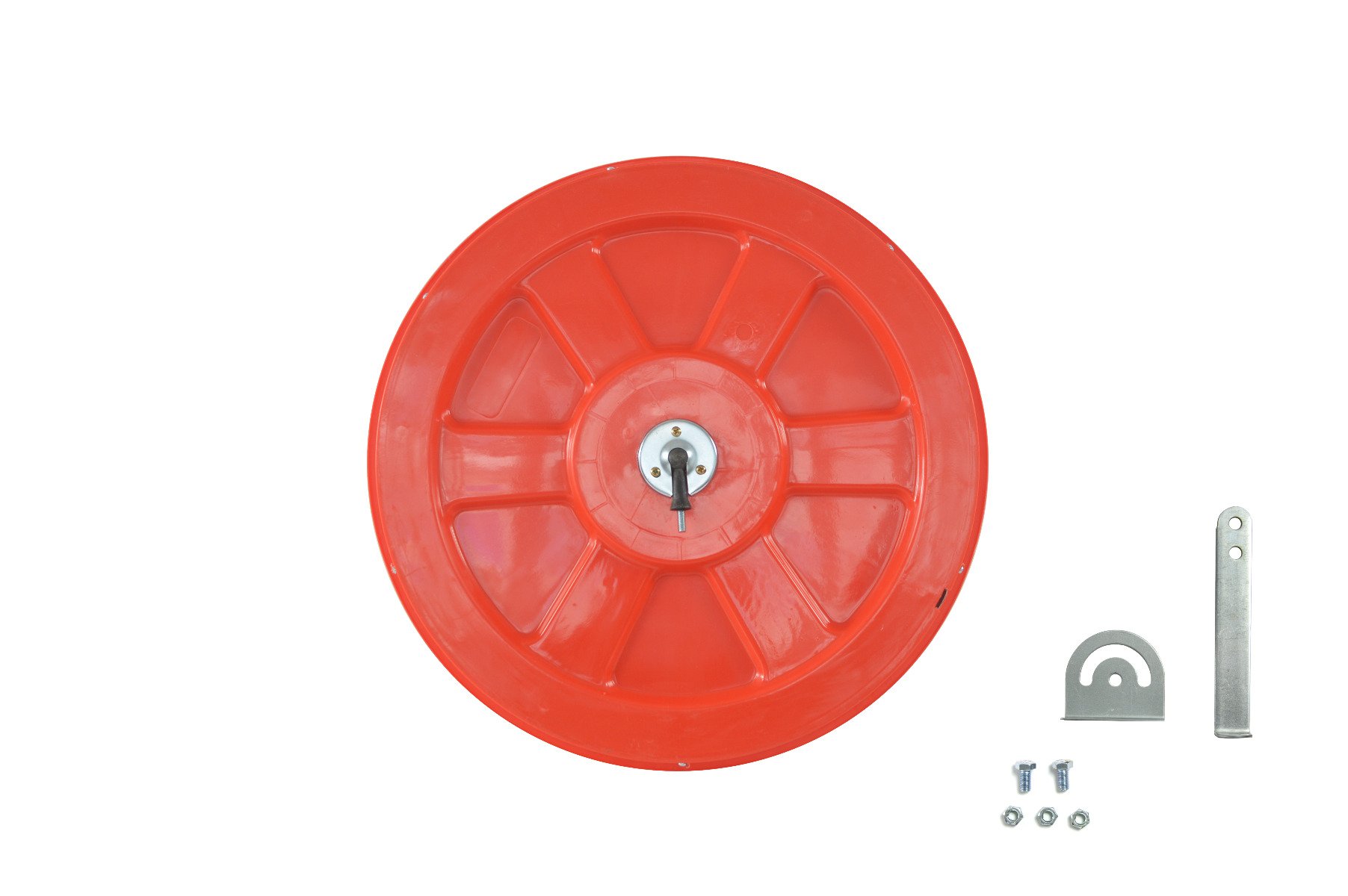 A 60cm wide-angle convex road safety mirror in bright orange-red, designed to enhance visibility and reduce blind spots for drivers and pedestrians.