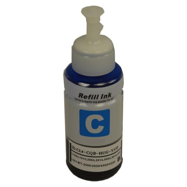 664 Generic Cyan Refill Bottle with vibrant cyan ink for high-quality printing.